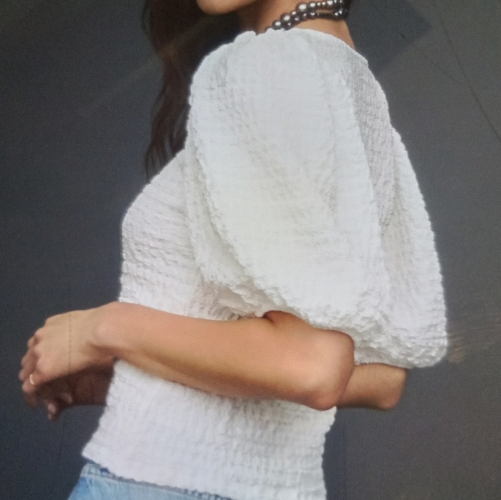 Maeve by Anthropologie balloon sleeve textured top new with defects size Medium - Picture 3 of 8